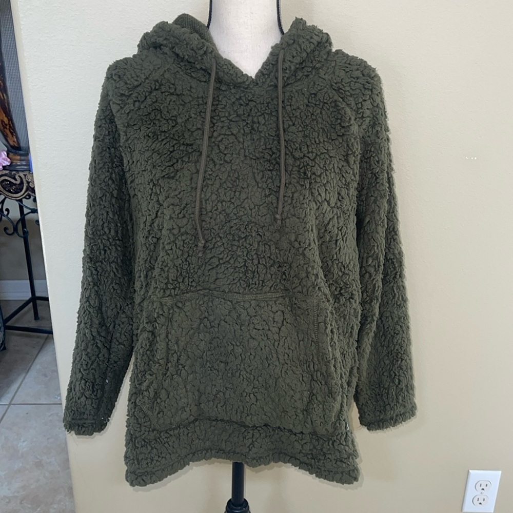 Green sherpa hoodie size XL